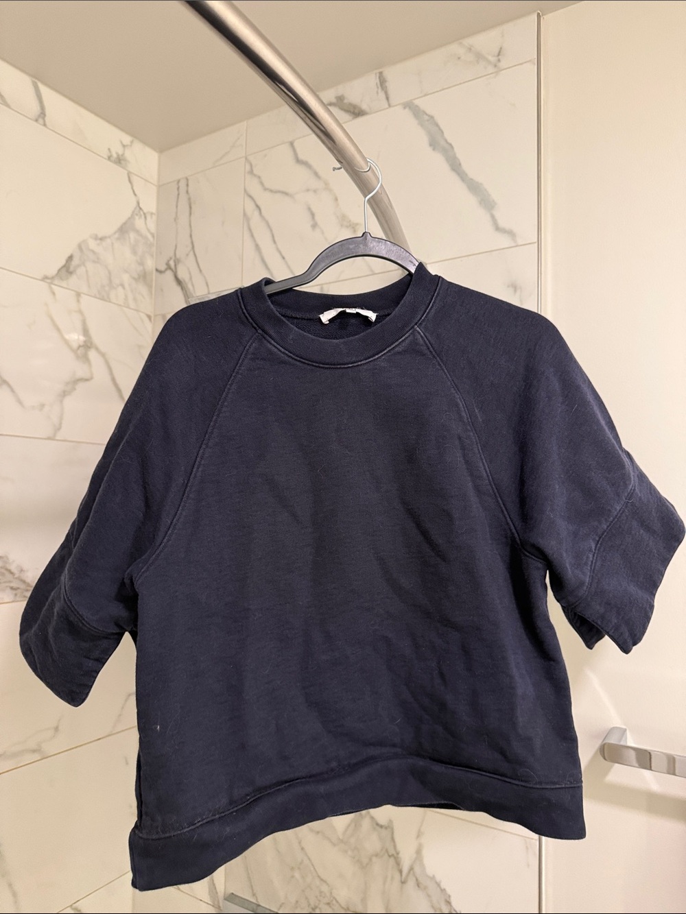 Tibi Kids Navy Short-Sleeve Pullover Sweatshirt
